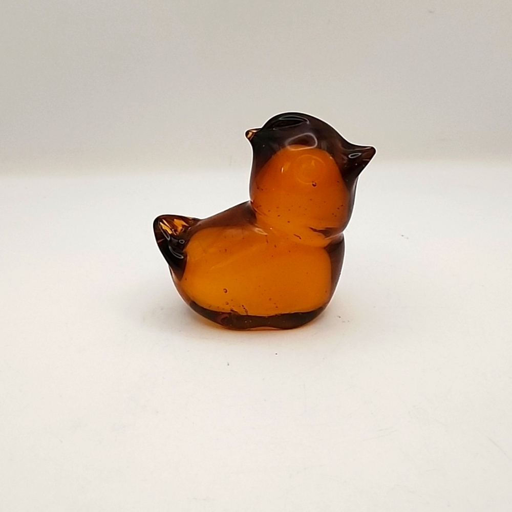 Vintage Amber Glass Bird Paperweight